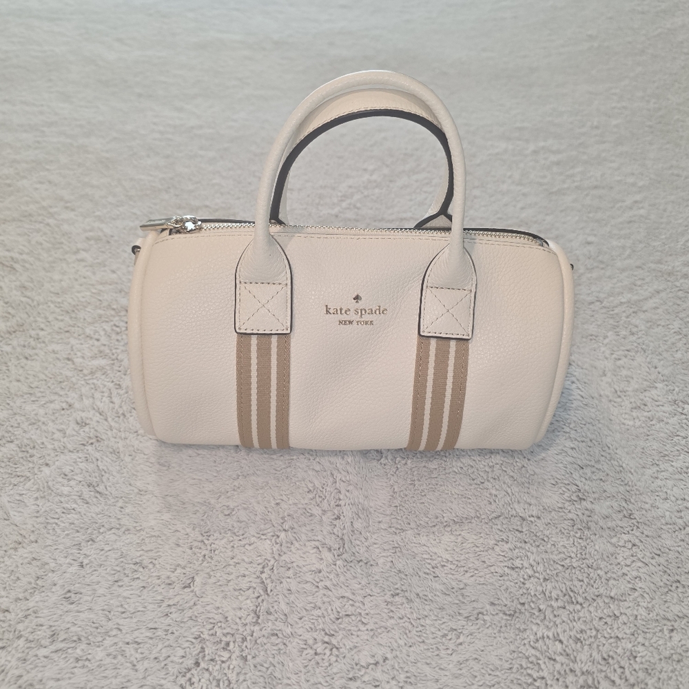 Kate Spade White and Tan Barrel Bag